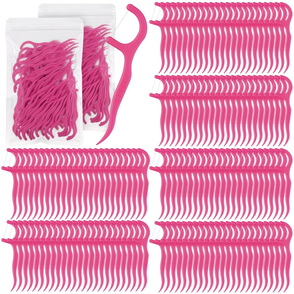 Baderke 600 Count Floss Picks Bulk Dental Flossers Picks for Adults Non Breakable Tooth Picks Flossers Teeth Cleaning Dental for Family Pack Travel(Hot Pink)
