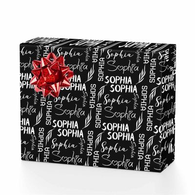 MyPupSocks Custom Wrapping Paper with Logo Leave Birthday Wrapping Paper for Women Roll Black Personalized Wrapping Paper with Name Christmas Mr And Mrs Wrapping Paper Roll 5 Rolls