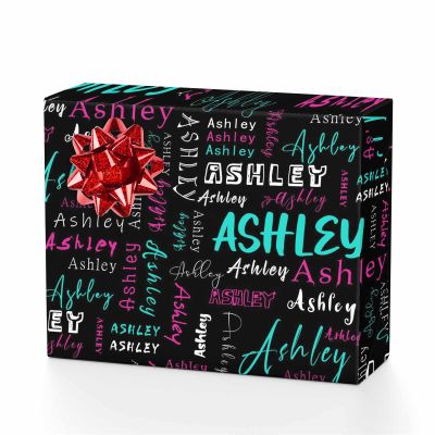 MyPupSocks Customize Wrapping Paper Leave Name Birthday Girl Wrapping Paper Black Wrapping Paper Set Baby Shower Wrapping Paper Girl 1 Roll