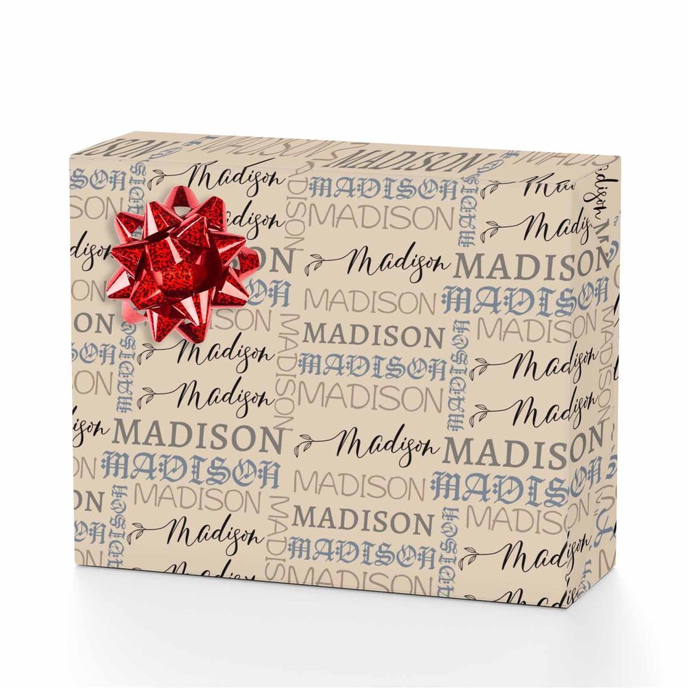 MyPupSocks Personalized Wrapping Paper Christmas Leave Name Birthday Wrapping Paper Girls Vintage Custom Wrapping Paper Christmas Text Wrapping Paper 5 Rolls