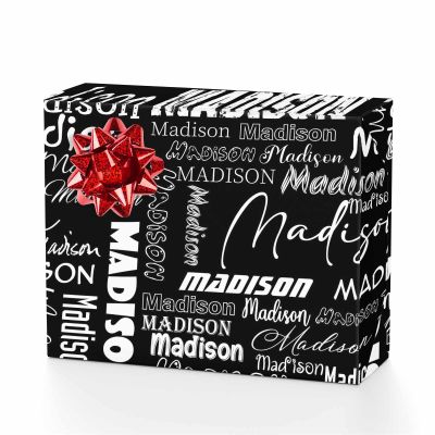 MyPupSocks Custom Name Wrapping Paper Kids Name Birthday Girl Wrapping Paper Roll Black Customize Wrapping Paper Mr And Mrs Wrapping Paper Roll 4 Rolls