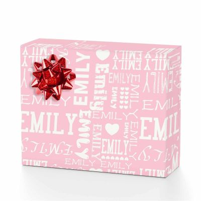 MyPupSocks Personalized Name Wrapping Paper Heart Anniversary Wrapping Paper Pink Customized Wrapping Paper Christmas Wrapping Paper 4 Rolls