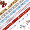 6PCS Christmas Grosgrain Ribbons 3/8" Merry Christmas Words Decor Ribbons 5 Yards, Christmas Snowman Stars Craft Ribbons for Xmas Party Favor New Year Decoration Holiday Gift Packaging DIY Supplies view 1