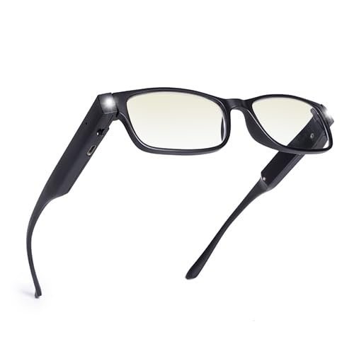 OKH Rechargeable Reading Glasses with Lights, Anti Blue Light Lens, Bright LED Light Up Reading Glasses, Readers for Men Women, +3.5