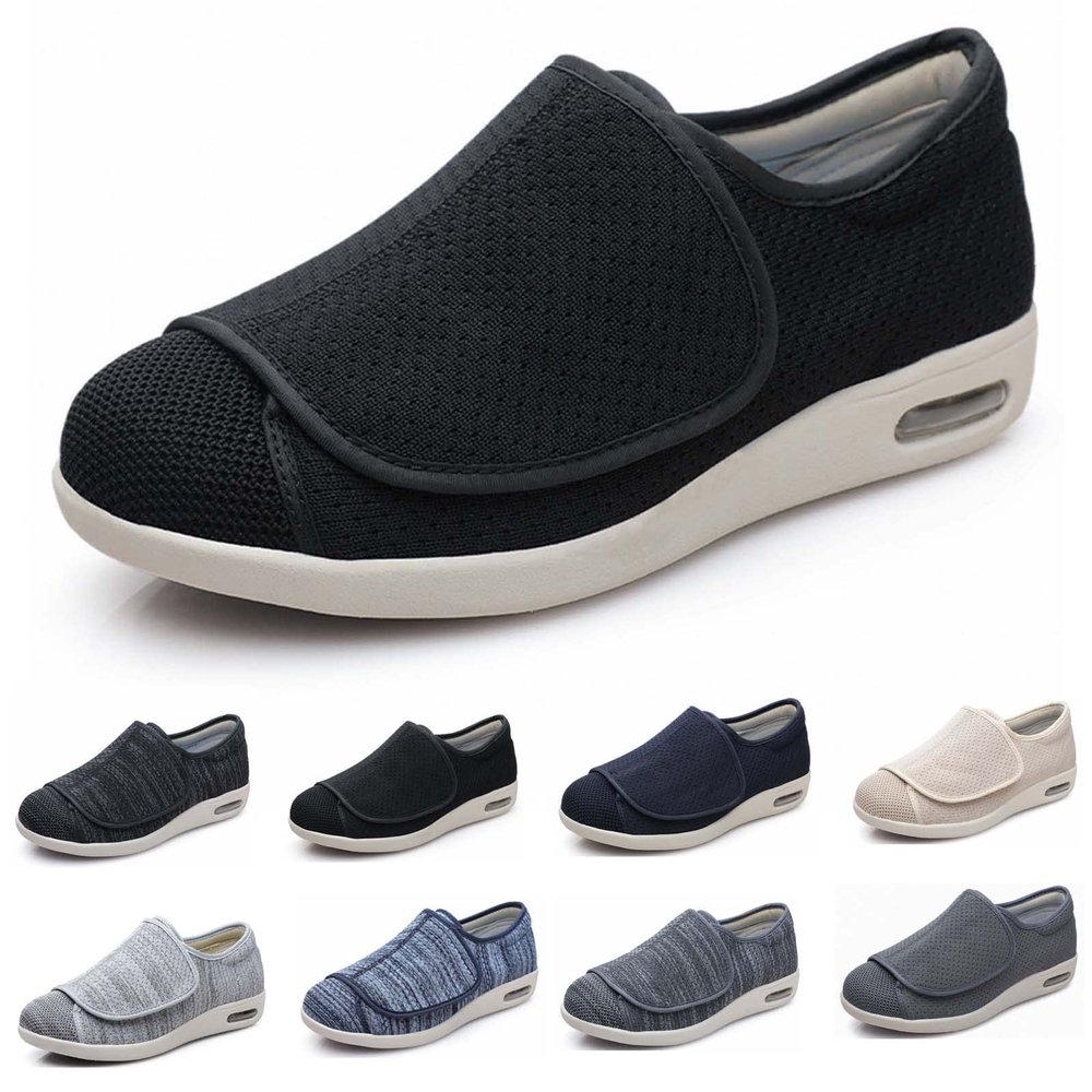 Arthritis Swollen Feet Diabetic Shoes,Men's Wide Width Shoes with Adjustable Closure Lightweight Black Men 10.5/Wo Men 11.5
