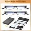 OKH 2 PCs Rechargeable Reading Glasses with Lights, Anti Blue Light Lens, Bright LED Light Up Reading Glasses, Readers for Men Women, +3.0 view 3