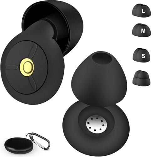 Ear Plugs for Sleeping - Comfortable Silicone Reusable Earplugs - Ear Plugs for Concerts Loud Music and Motorcycles - Hearing Protection with 20dB-25dB Noise Reduction - 8 Ear Tips
