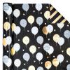 WRAPAHOLIC Reversible Birthday Wrapping Paper Roll - Mini Roll - 17 Inch X 33 Feet - Metallic Black Gold Balloon Design for Birthday, Holiday, Party, Baby Shower view 3