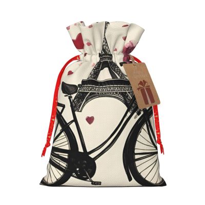SSIMOO Love Paris Tower Coffee Wine Perfume Bicycle Heart Reusable Christmas Gift Bags,Elegant Artistic Craft,Your Go-To Solution For Gift Packaging