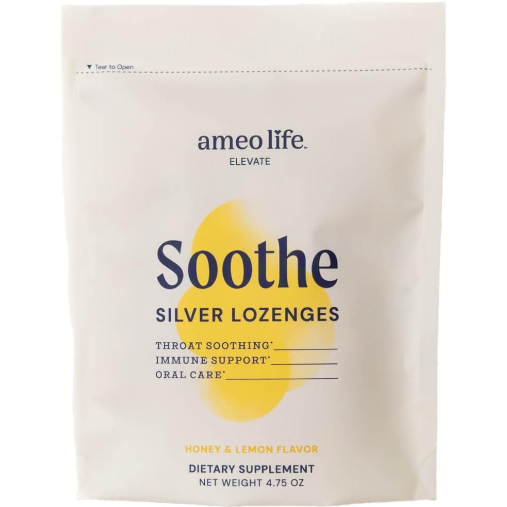Ameo Life Colloidal Silver Liquid Drops 150 mcg with Honey Lemon Flavor - 100 Count Immune Support Supplement, Natural Colloidal Silver Cough Drops Alternative - Vegan, Gluten-Free & Non-GMO