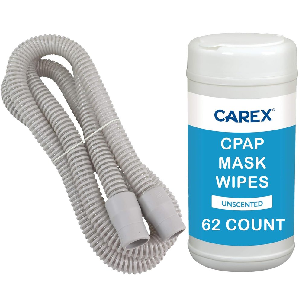 Roscoe Medical Universal CPAP Hose, 6 Feet, Includes 62 Pack CPAP Wipes, Premium Lightweight - Flexible CPAP Tubing, Gray, Easyflex Tubing, Fits Most CPAP Machines, APAP, BiPAP Brands, 2 Pack
