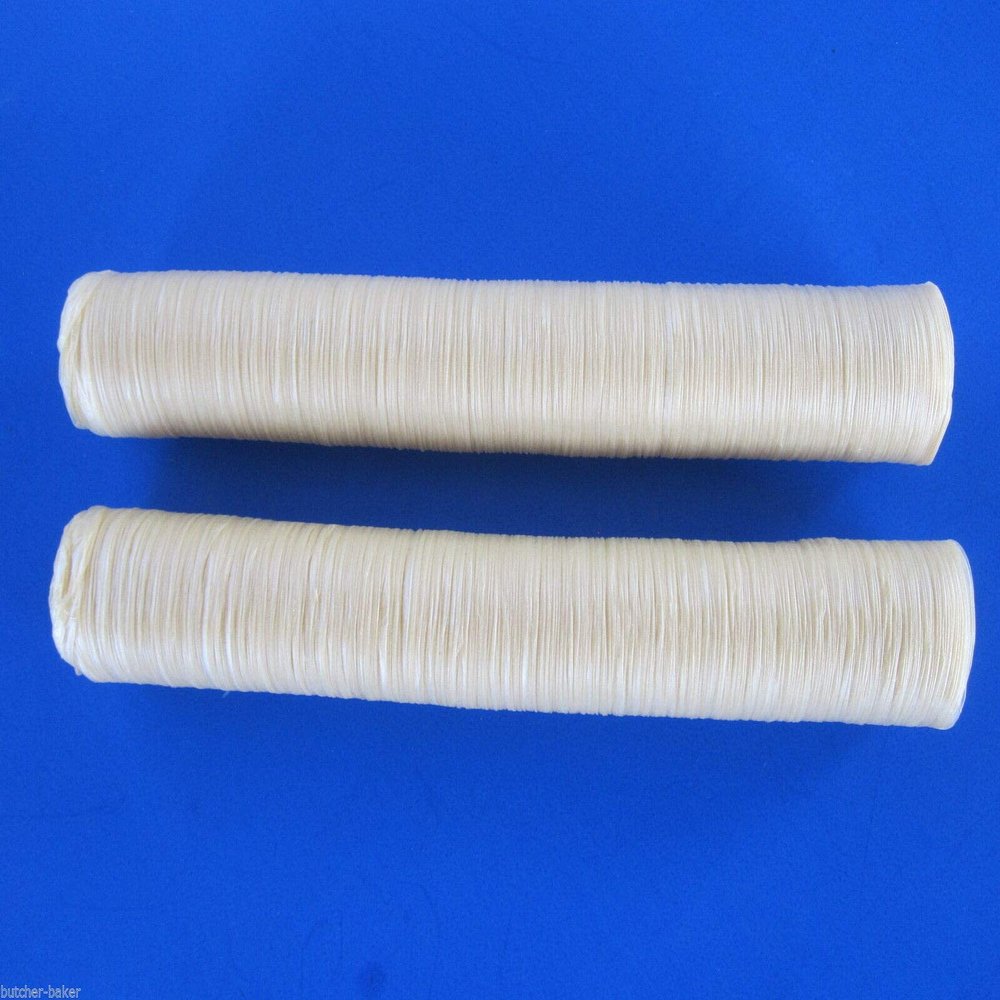 2 strands. Clear Collagen Beef casings. 32mm finished diameter