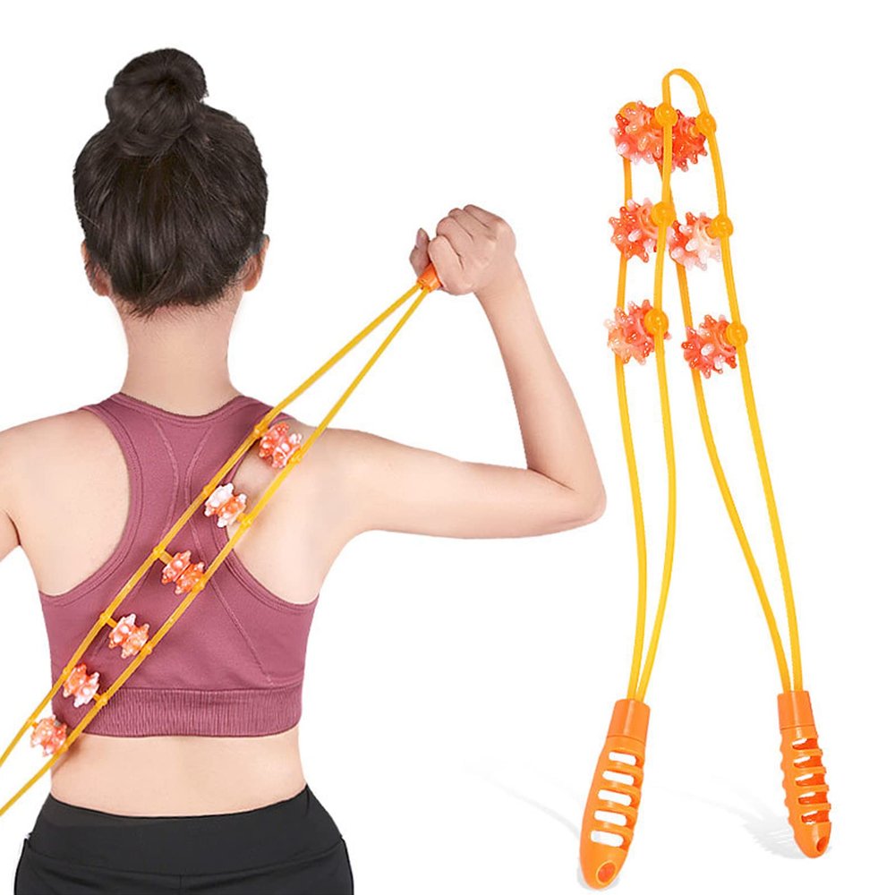 BORDSTRACT Back Massage Roller Rope, Plastic Anti Cellulite Self Massage Tools, Portable Manual Massage Strap for Back Neck Leg Pain Relief Therapy Lymphatic Muscle Recovery Waist