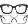 REAVEE 2 Pack Oprah Style Oversized Reading Glasses for Women Men Blue Light Blocking, Ladies Stylish Retro Square Large Computer Readers (Black/Grey 1.25x) view 1