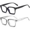 REAVEE 2 Pack Oprah Style Oversized Reading Glasses for Women Men Blue Light Blocking, Ladies Stylish Retro Square Large Computer Readers (Black/Grey 1.25x) view 2