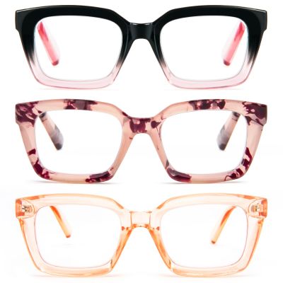 REAVEE 3 Pack Oprah Style Oversized Reading Glasses for Women Men Blue Light Blocking, Ladies Stylish RetroSquare Large Computer Readers (Pink Leopard/Black Pink/Tea 2.25x)