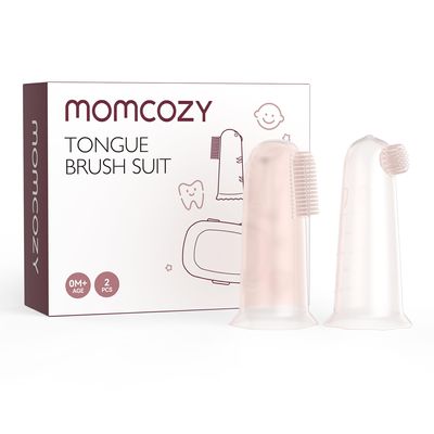 Momcozy Silicone Finger Toothbrush for Baby, Baby Finger Toothbrush for Training Teething, Infant Oral Cleaner, 2 Pcs Silicone Toothbrush