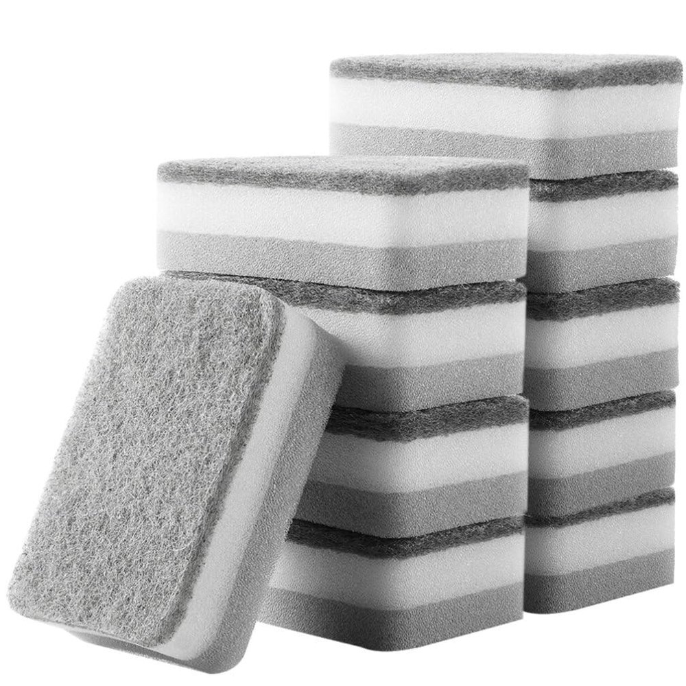 10pcs Sponge Scouring Pad Dish Scouring Pan Cleaning Brush for Cleaning Dish Washing Sponge Dishwashing Pad Kitchen All Purpose Sink for Dishes Double Sided
