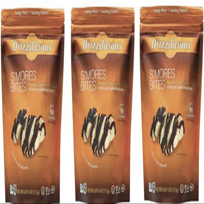Drizz - Mini Rice Crisp S'mores Bites 3-Pack (4 oz. per bag) Plus GTF Sticker & Spearmint Gum Stick