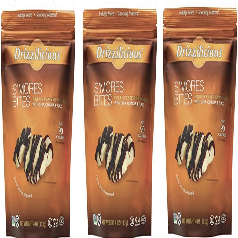 Drizz - Mini Rice Crisp S'mores Bites 3-Pack (4 oz. per bag) Plus GTF Sticker & Spearmint Gum Stick