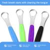 4 Pcs Tongue Scraper Cleaner Adults and Kids Stainless Steel Tongue Brush Metal Scraper Reduce Bad Breath with Travel Cases for Men Women Oral Mouth(Green, Blue, Black and Purple) view 3