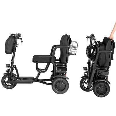 3 Wheel Folding Mobility Scooter for Adults, Foldable Electric Powered Lightweight Mobility Scooter for Seniors with Baskets, 300lbs Capacity, 20 Miles, Black