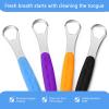 4 Pcs Tongue Scraper Cleaner Adults and Kids Stainless Steel Tongue Brush Metal Scraper Reduce Bad Breath with Travel Cases for Men Women Oral Mouth(Purple, Orange, Blue and Black) view 3