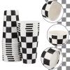 Layhit 100 Pcs 16 oz Wood Grain Disposable Cups Black and White Checkered Paper Coffee Cups Hot Cold Beverage Chocolate Tea Cocoa for Home Travel Office Cafe Restaurant Party view 3