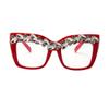 ICARA Sparkling Crystal Vintage Square Oversized Bling reading Glasses (red, 3, x) view 1