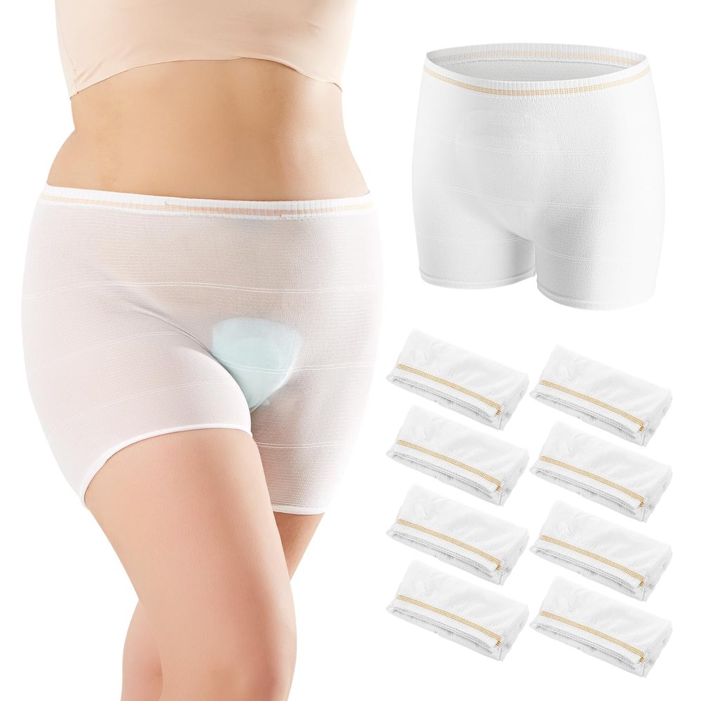 HANSILK Mesh Underwear Postpartum 8 Pack High Waist Hospital Mesh Panties Breathable,Delivery Post Surgical Recovery C-section Underwear, White, XX-Large