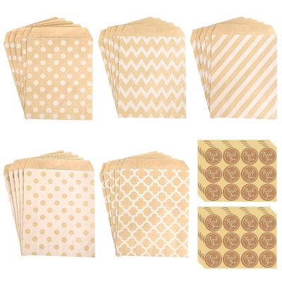 Elvielsl 100 Pack Paper Bags, Paper Gift Bags Party Favor Bag Small Gift Bag for Candy Cookie Popcorn Snacks for Party Favor Baby Shower Wedding Christmas (Brown Kraft Paper Bags)
