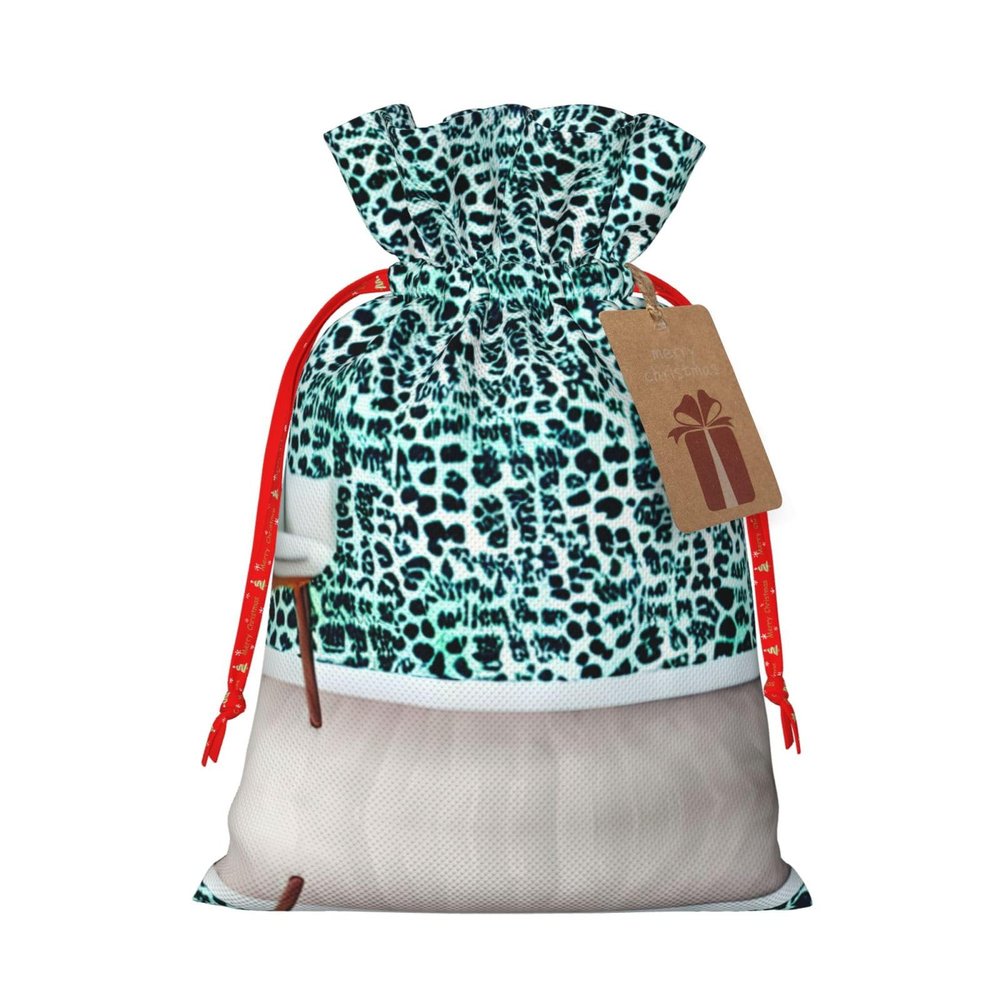 leopard patterned wallpaper print Christmas Goody Bags,Xmas Gift Bags,Drawstring Candy Bags,Treat Sacks,Holiday Party Favors Bags
