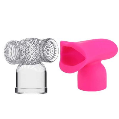 EBIEFLY 2X Electric Handheld Wand Massage Attachments Accessories Soft Silicone Red Fit for Hitachi MINI Massager