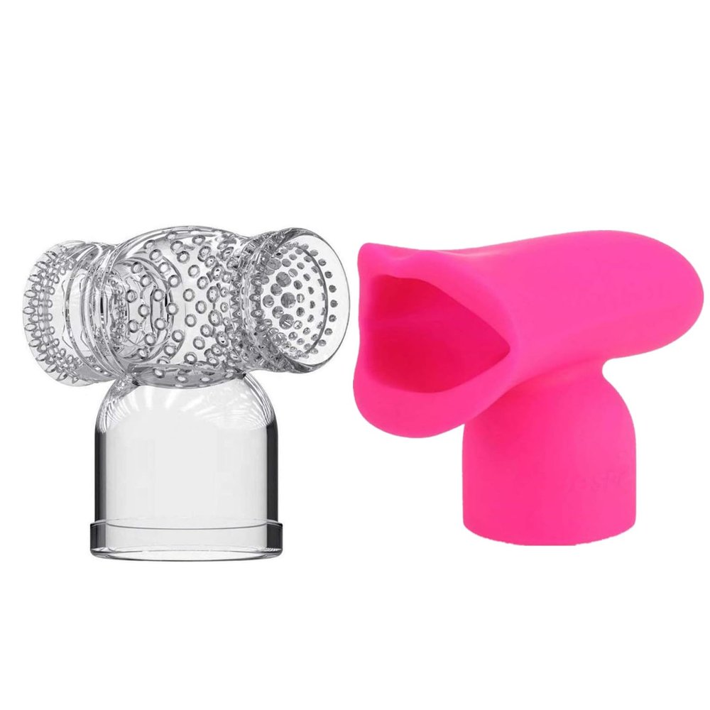 EBIEFLY 2X Electric Handheld Wand Massage Attachments Accessories Soft Silicone Red Fit for Hitachi MINI Massager