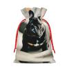 Adorable French Bulldog print Christmas Goody Bags,Xmas Gift Bags,Drawstring Candy Bags,Treat Sacks,Holiday Party Favors Bags view 2