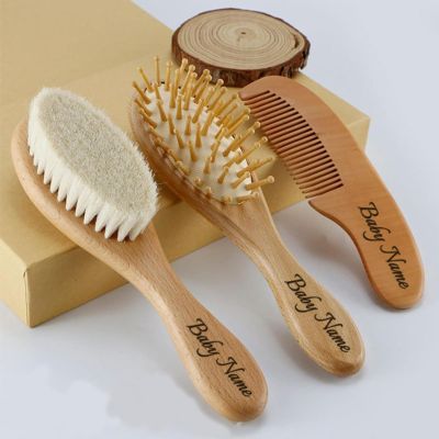 3pcs Personalized Baby Brush and Comb Set,Infant Hair Brush,Custom Name Baby Wool Comb Newborn Hair Brush Infant Head Massager Bath Brush Comb for Kids