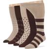 7BigStars Kingdom Men's Non-Binding Cotton Mid Calf Socks - 5 Pack Big Tall - Stripe Pattern - Sock Size 13-15 Shoe Size 12-15 XL Dark Brown, Brown, Beige, Light Beige view 1