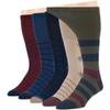 7BigStars Kingdom Men's Diabetic Cotton Mid Calf Socks - 5 Pack XLarge - Stripe Pattern - Sock Size 13-15 Shoe Size 12-15 XL Dark Navy, Navy, Burgundy, Olive Green, Beige view 1
