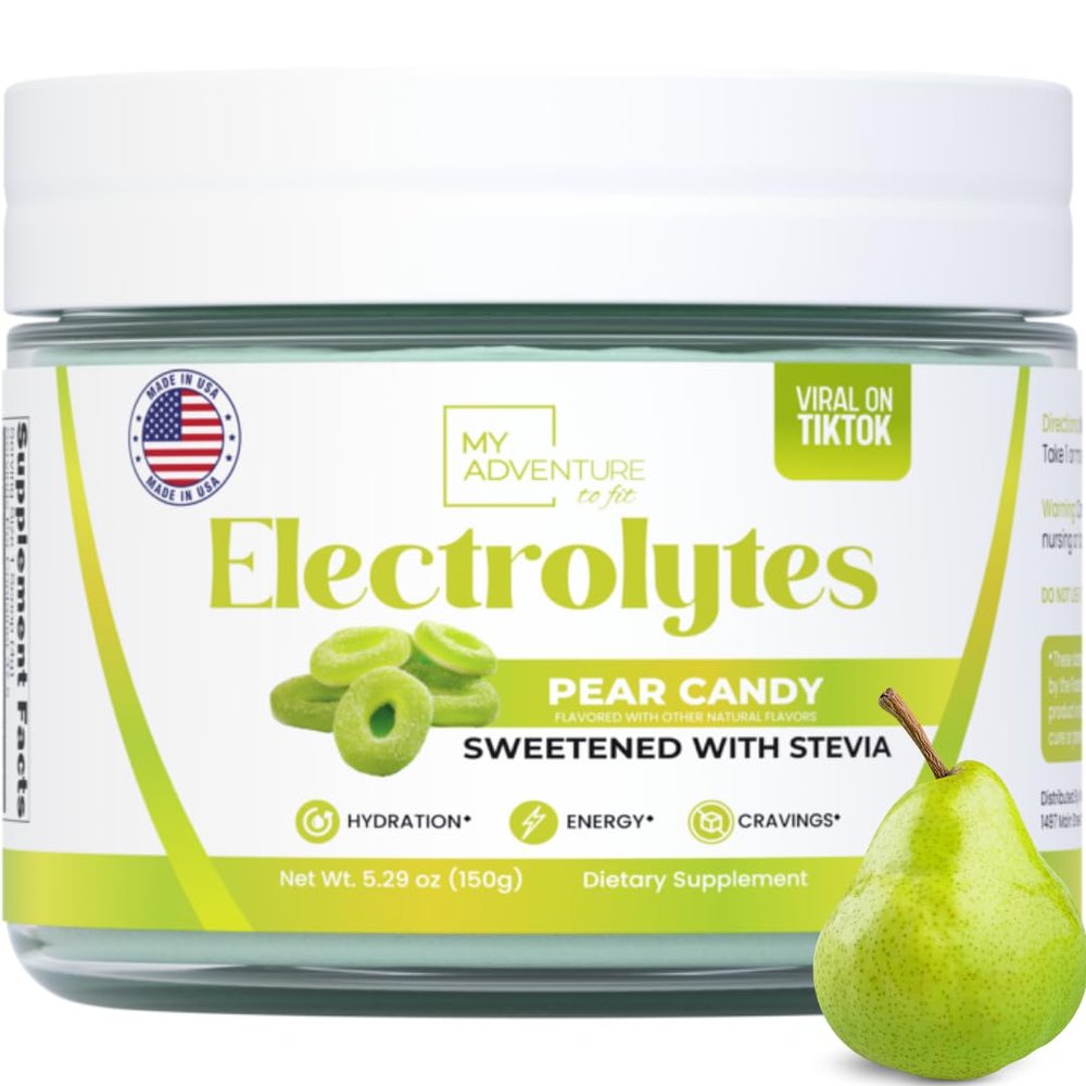 Zero Sugar - Pear Candy Electrolytes Powder - Extremely Refreshing Hydration - Caffeine Free Energy with All Natural Ingredients - Vegan, Keto, Paleo - Sugar Free Electrolytes Drink Mix - 30 Servings