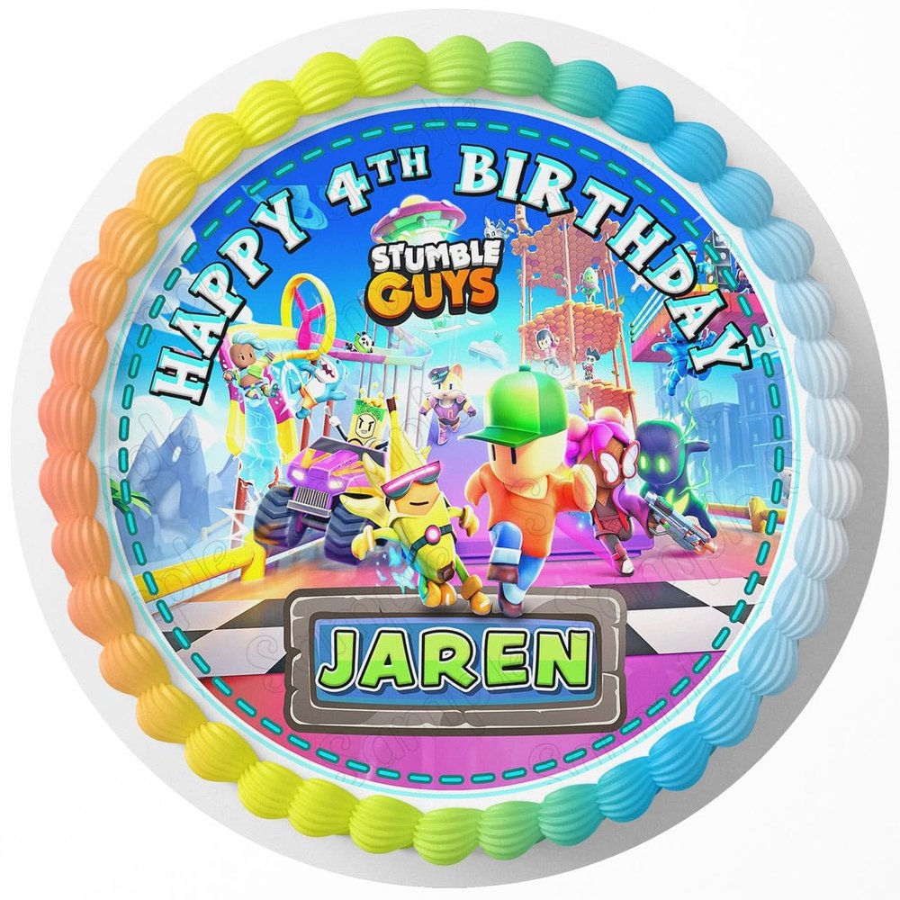 Cakecery Stumbe Guy Kids Edible Cake Image Topper Birthday Cake Banner Sheet (6 In Round)