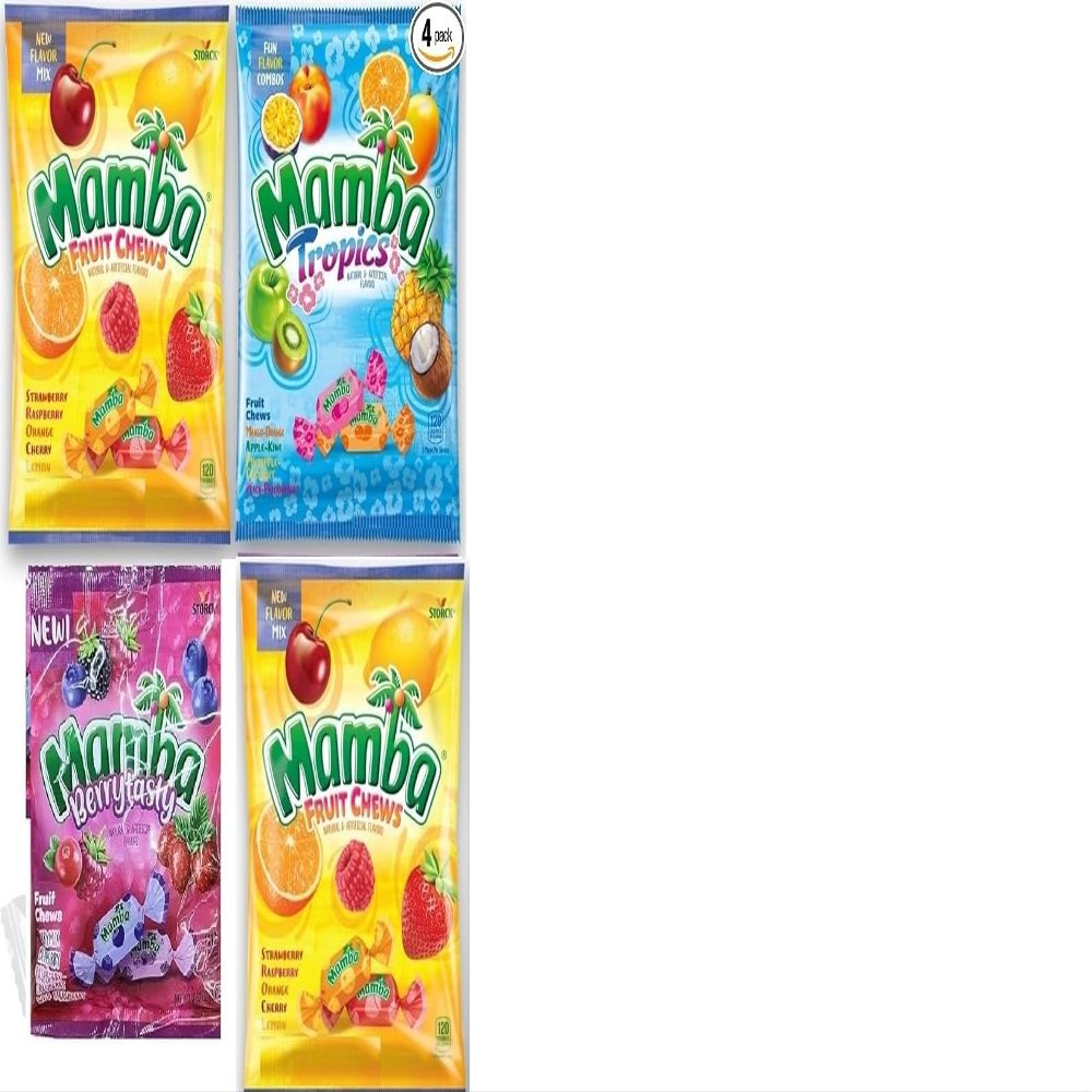 Mamba Fruit Chews Candy 3 Flavors 3.5 oz each(pack of 4)