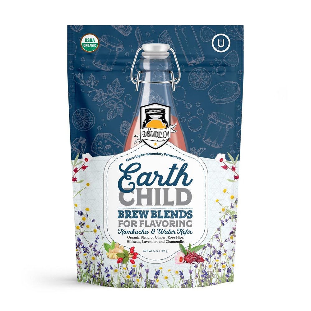 Earth Child Brew Blend 5 oz Floral, Fruity & Fresh Mix for Kombucha & Water Kefir Second Fermentation Certified Organic & Kosher