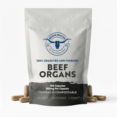 100% Grass Fed Beef Organs Supplement Women & Men - 180-Count Pure, Freeze-Dried Beef Organ Meat Supplement Blend of Liver, Kidney, Heart, Pancreas & Spleen - No Fillers, No Additives - Made in USA