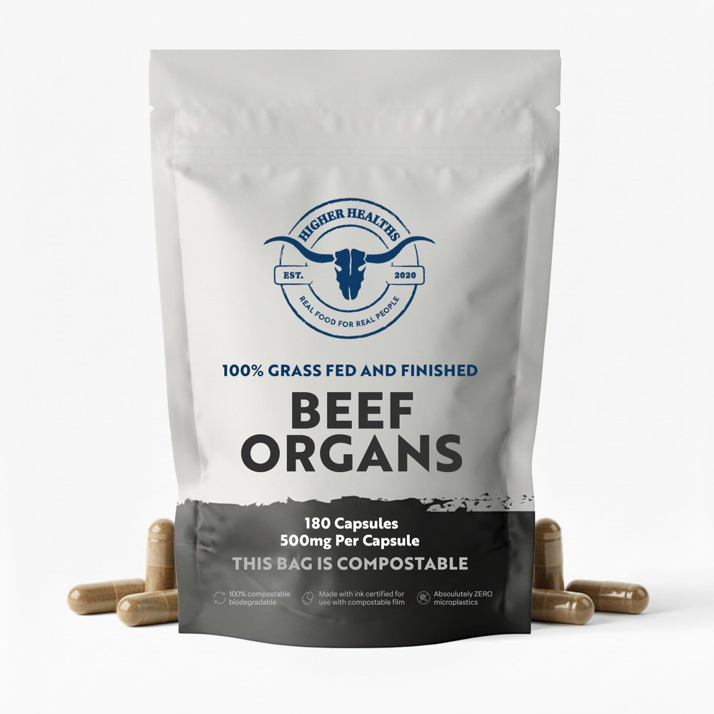 100% Grass Fed Beef Organs Supplement Women & Men - 180-Count Pure, Freeze-Dried Beef Organ Meat Supplement Blend of Liver, Kidney, Heart, Pancreas & Spleen - No Fillers, No Additives - Made in USA