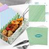 GeeRic Memorial Day Parchment Paper for Donuts 12 * 12 Inch, 100 Pcs Food Basket Liners for Sandwiches, Burgers,2026 Deli Food Wrapper Wax Paper Sheets Diagonal Stripe Clover Green view 2