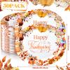 Umigy 50 Pcs Thanksgiving Oval Paper Plates Fall Party Plates Heavy Duty 10" x 12" Disposable Serving Dish Platters Autumn Pumpkin Dinnerware for Fall Harvest Party Supplies(Thanksgiving) view 2