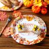 Umigy 50 Pcs Thanksgiving Oval Paper Plates Fall Party Plates Heavy Duty 10" x 12" Disposable Serving Dish Platters Autumn Pumpkin Dinnerware for Fall Harvest Party Supplies(Thanksgiving) view 3