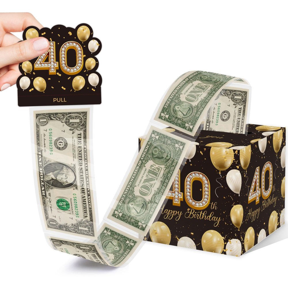 40th Birthday Surprise Gift Box With Money Boxes for Cash - Party Decorations Supplies for Men and Women (35 Bags Included)