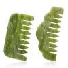 Geiserailie 2 Pcs Jade Combs Esthetician Supplies Massage Stone Hair Gua Sha Scraping Scalp Comb Facial Massage Tool Handheld Head Tools Head Caring Therapy Valentines for Women(Stylish Style) view 1