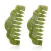 Geiserailie 2 Pcs Jade Combs Esthetician Supplies Massage Stone Hair Gua Sha Scraping Scalp Comb Facial Massage Tool Handheld Head Tools Head Caring Therapy Valentines for Women(Plain Style) view 1
